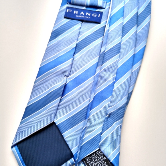 Frangi blue striped tie 100% silk made in Italy - Picture 3 of 4